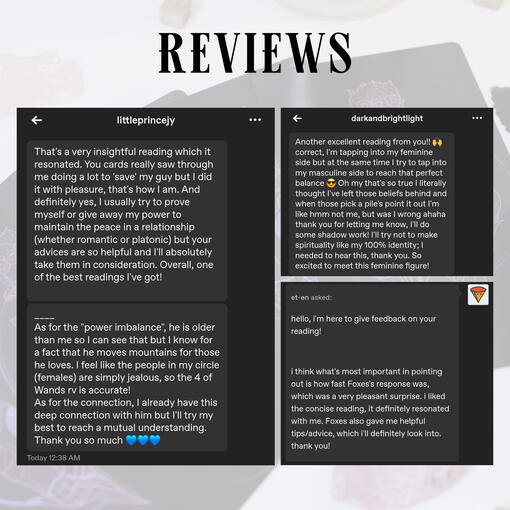 Reviews for general 3-card spreads on relationships, self-care and career